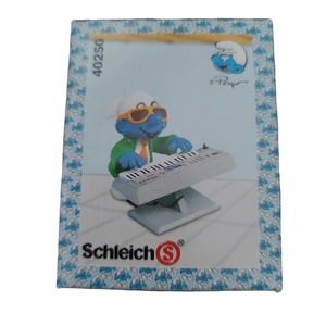 RARE Vintage '97 Schleich 40250 Peyo Keyboarder Smurf w/ Electric Keyboard/Synth